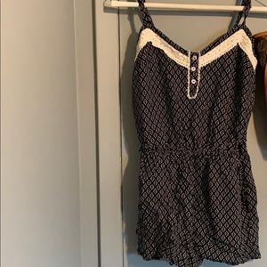 Black and white floral romper